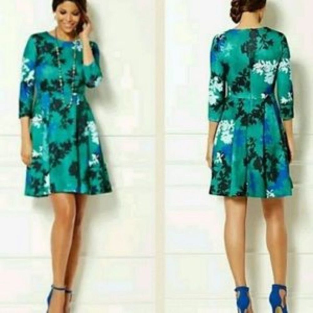 Eva mendes ny&co parker fit & flare green dress 6‎